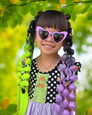 Halloween bubble braids! We love holiday themes!
